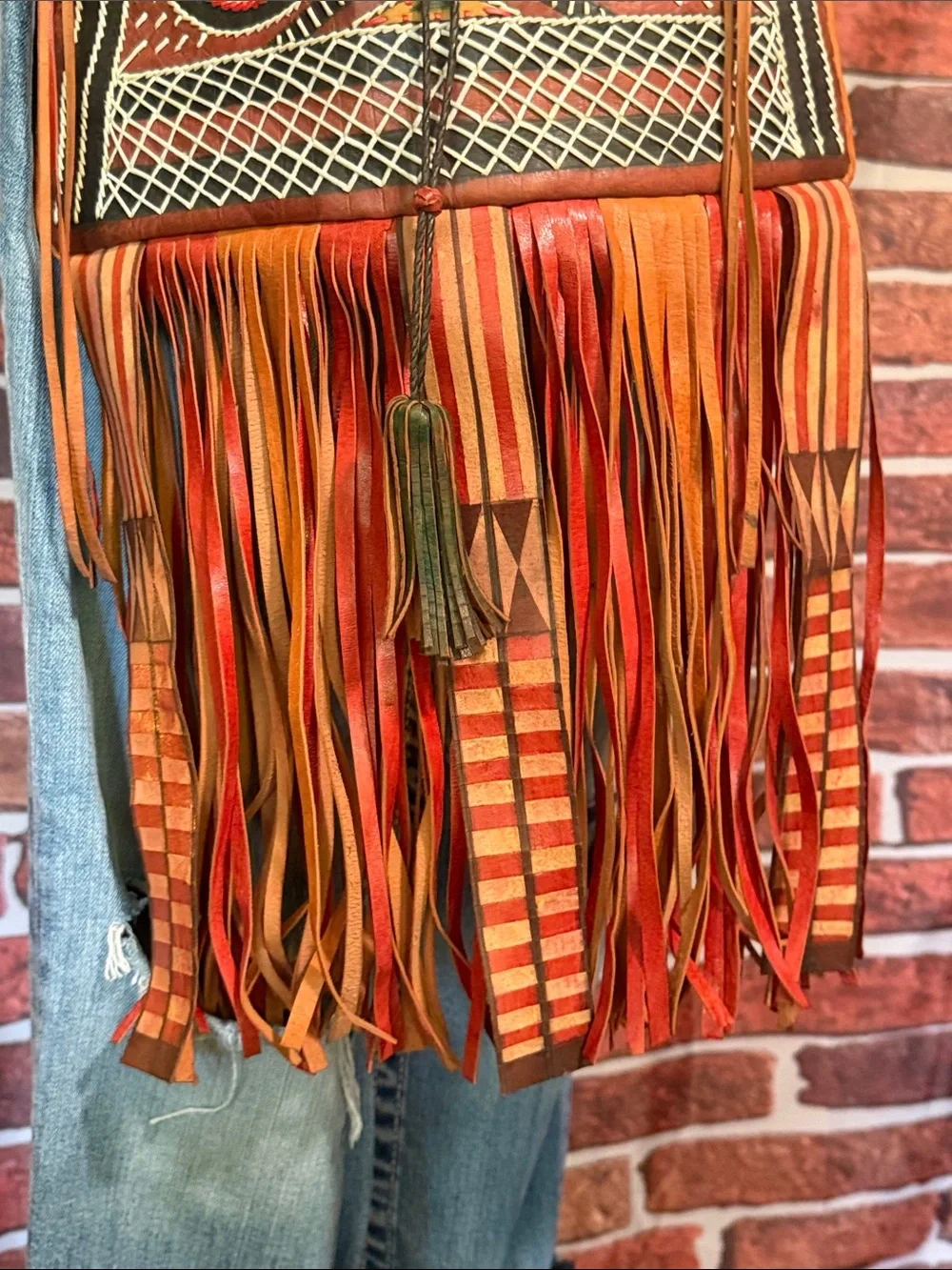 👜 Handstitched Trapezoid Leather Taureg Bag w/Fringes